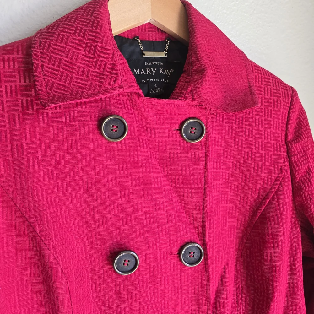 Mary Kay By Twinhill Womens Red Trench Coat. Made exclusively for Mary Kay